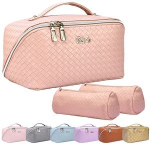 Travel Makeup Bags For Women: Large Cosmetic Bag - Vegan Leather Make Up Bag🐥